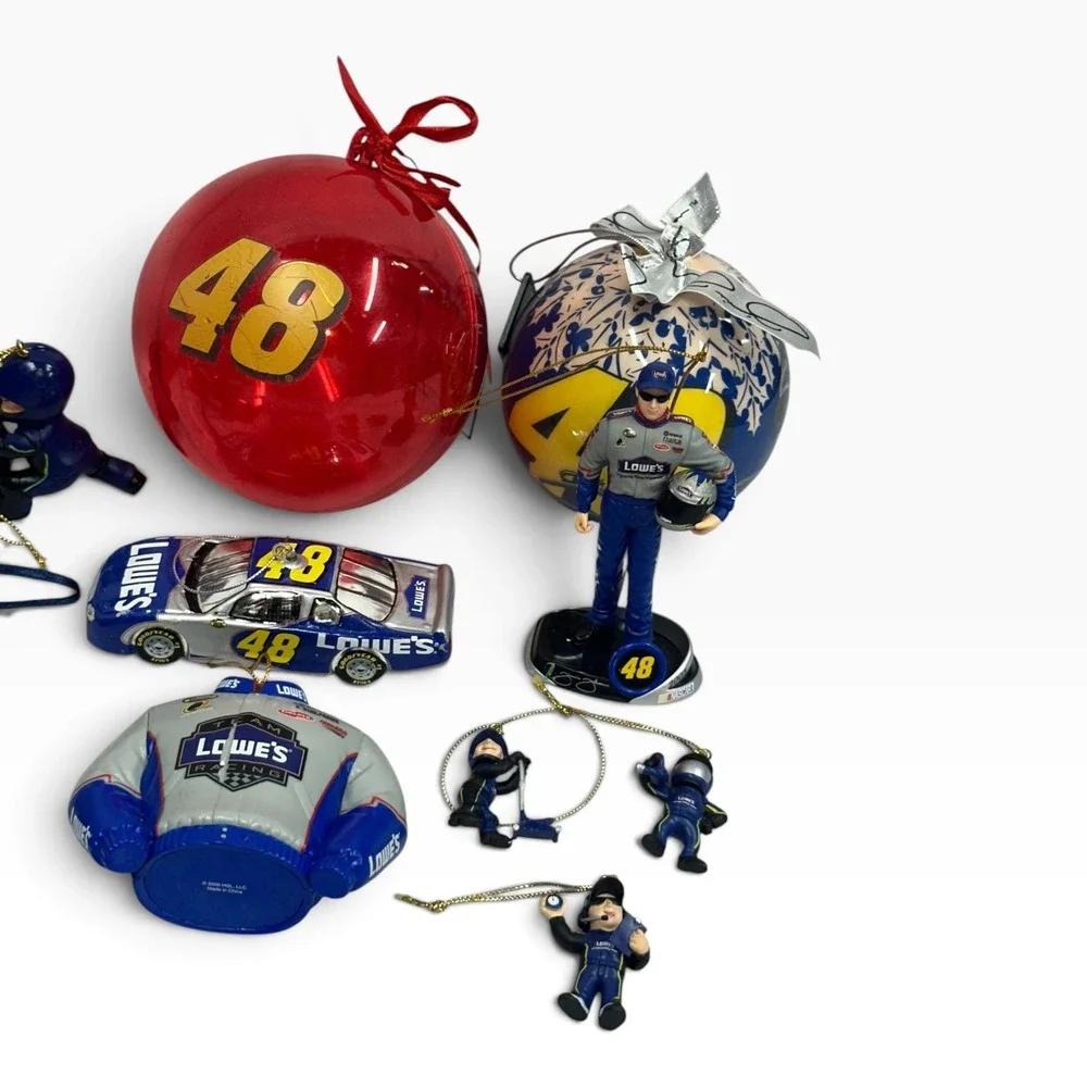 Jimmie Johnson #48 Lowe's NASCAR Christmas Ornament Lot Stocking Bear 15 Pc